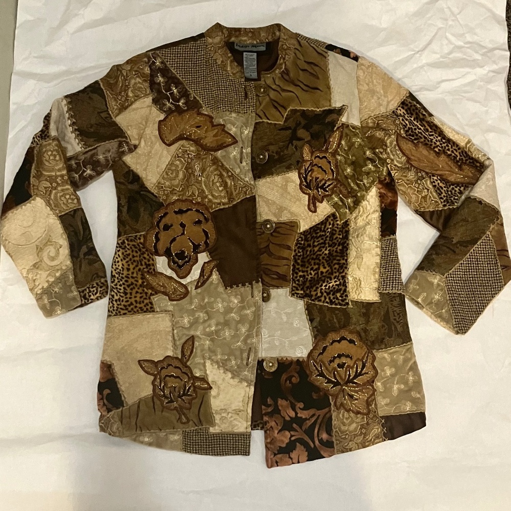 Indigo Moon Multi Print Neutral Patterned Jacket - image 1